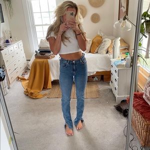 Zara High Waisted Slit Jeans